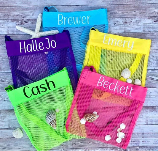 Embroidered Seashell mesh bag